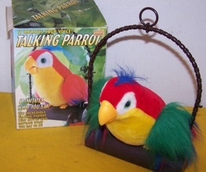 Vintage Tattle Talk Talking Parrot Moves &amp; Repeats What You Say, an item from the 'Birds of a Feather....' hand-picked list
