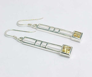 CITRINE Drop EARRINGS in STERLING Silver - 1 1/2 inches long - FREE SHIPPING, an item from the 'November birthstones are beautiful Topaz and Citrine' hand-picked list