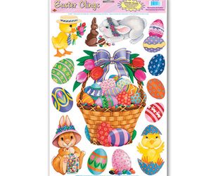 Beistle Easter Basket &amp; Friends Clings 12&quot; x 17&quot; Sheet (5 Ct)- Pack of 12, an item from the 'Egg-cited for Easter?' hand-picked list