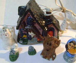Illuminated Ceramic  Halloween Haunted House with Ghosts Figurines &amp; Props, an item from the 'Haunted Halloween Home' hand-picked list
