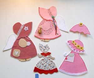 4 Handmade Sunbonnet Sue Angels basket Umbrella tooth pocket, an item from the 'Love to Quilt' hand-picked list
