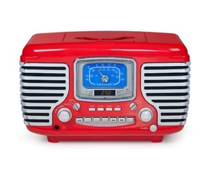 Vintage CD Radio Alarm Clock RED 1950&#39; 60&#39;s Novelty Accent Old Led Stereo Player, an item from the 'A Blast From the Past' hand-picked list