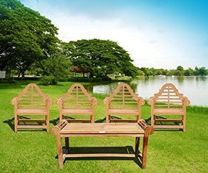 Windsor&#39;s Genuine Grade A Teak Lutyens 5Pc Set , 4 Chairs &amp; Coffee Table SALE!, an item from the 'Summer Outdoor Furniture' hand-picked list