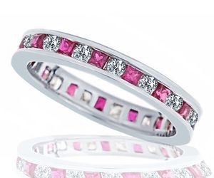 1.30ct Womens Diamond Ruby Eternity Wedding Anniversary Band Ring 14k White Gold, an item from the 'The Sweetest Ring' hand-picked list