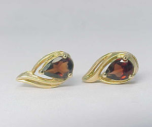 14K Yellow Gold Vermeil on Sterling Silver Genuine RED GARNET Vintage EARRINGS, an item from the 'Garnets are January’s birthstone ' hand-picked list