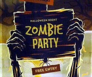 &quot;Zombie Party&quot; Halloween Flag, an item from the 'Zombie Apocalypse...' hand-picked list