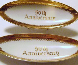 Norcrest Fine China 50th Anniversary Tidbit Trays, an item from the '50th Anniversary Collectibles' hand-picked list