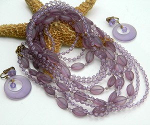 Vintage Bead Necklace Multi Strand 48 Long Lavender Purple, an item from the 'Purple Haze' hand-picked list