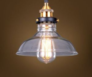 20th C. Factory Filament Clear Glass Barn Pendant Restoration Light Ceiling Lamp, an item from the 'Let There Be Light!' hand-picked list