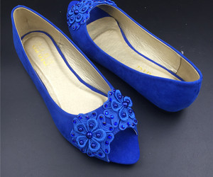 Blue Low Heels wedding shoes,Blue Peep Toe Bridal flats shoes,bridesmaid gift, an item from the 'Life is short. Buy the shoes.' hand-picked list
