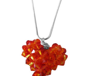 Fire Opal Swarovski Crystals Autumn 3D Puffy Heart Pendant Necklace , an item from the 'Autumn Spirit' hand-picked list