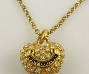 JUICY COUTURE Gold Plated Pave Crystal Heart PENDANT and Chain NECKLACE - 18.5&quot;, an item from the 'Love is in the air' hand-picked list