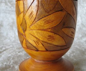 Rare! Hawaiian Wood Turning Flower Vase Hand Carved with Bird of Paradise Flower, an item from the 'Fresh Tropical Vibes' hand-picked list
