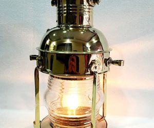 15" Gold Brass Vintage Style Nautical Ship Electric Lantern Maritime Home Decor, an item from the 'Let There Be Light!' hand-picked list