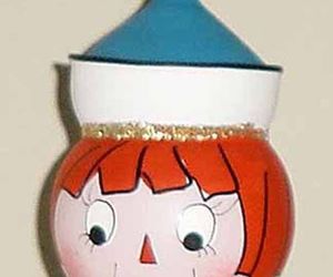 RAGGEDY ANN/ANDY - Vintage Glass Christmas Ornament - ITALY  NOS, an item from the 'Raggedy Andy Collectables' hand-picked list