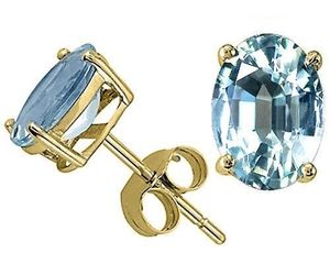 2-3.50CT WOMEN STYLISH 14K YG COVERED SILVER AQUAMARINE OVAL SHAPE STUD EARRINGS, an item from the 'Aquamarine - March’s Birthstone ' hand-picked list