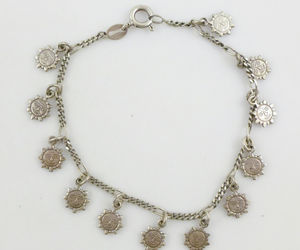 SUN Sterling Silver Vintage CHARM BRACELET - made in ITALY - 7 inches long, an item from the 'Let the sun shine in' hand-picked list