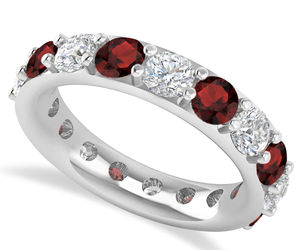4.20 Ct Round Cut Real Diamond &amp; Garnet 14K Gold Full Eternity Wedding Band Ring, an item from the 'The Sweetest Ring' hand-picked list
