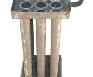 Old Primitive Hand Made Twelve-Tube 8 3/4&quot; Candles Tin Mold Good Used Condition, an item from the 'Vintage Household Collectibles' hand-picked list
