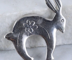 BUNNY Jack RABBIT with Flower Brooch Pin in Sterling Silver - 2 inches, an item from the 'Bunny Babies' hand-picked list