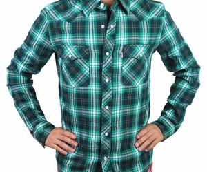 Levi's Men's Classic Western  Button Up Long Sleeve Plaid Green 3Lylw0062, an item from the 'The Kit and Caboodle ' hand-picked list