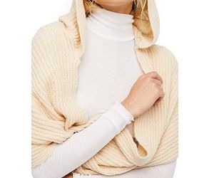 Free People Women's Bottom Line Hooded Rib Cowl Neck Wrap, Taupe NWT, an item from the 'To Infinity (Scarf) and Beyond' hand-picked list