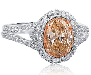 2.01 TCW Oval Cut Brownish Yellow Diamond Engagement Halo Ring 18k White Gold Sp, an item from the 'The Sweetest Ring' hand-picked list