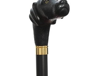 Black Lab Dog Head walking cane hand crafted in Italy, an item from the 'Daily living aids for mobility' hand-picked list