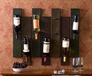 Wall Mount Wine Rack Seven Bottles Capacity Metal Storage Display Organize Art, an item from the 'Let's Put Things in Order' hand-picked list