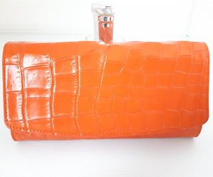 Crocodile Orange Holster Hand Bag Alligator Leather Bag Women Party Clutch, an item from the 'Orange Twist / Orange Tang' hand-picked list