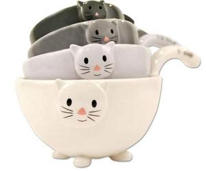 SET OF 4 CAT MEASURING CUPS Nesting Ceramic Bowls Cute Stackable Dishwasher Safe, an item from the 'Friends in the Kitchen' hand-picked list