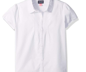 The Children&#39;s Place Big Girls&#39; Uniform Short Sleeve Blouse White 44392 Large 10, an item from the 'Are you ready for the First Day of School Pic?' hand-picked list