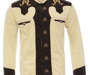 Men's Charro Shirt Camisa Charra El General Western Wear Color Beige/Brown, an item from the 'The Kit and Caboodle ' hand-picked list