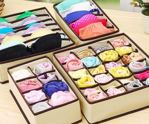 4 Pcs Underwear Storage Box Multi-Grids Nonwoven Fabric Socks Underwear Organize, an item from the 'Let's Put Things in Order' hand-picked list