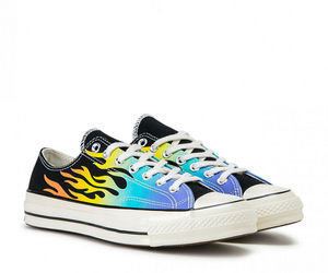 Converse Chuck 70 Ox Flames Archive Print Canvas 164407C Black/Turf Orange/Egret, an item from the 'Shoes for Dudes' hand-picked list