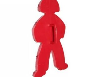Red Plastic Gingerbread Man Figure Cookie Cutter with Handle Press Art Baking, an item from the 'Friends in the Kitchen' hand-picked list