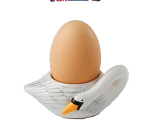 swimming white swan water bird e&amp;s egg cup table ware, an item from the 'Friends in the Kitchen' hand-picked list