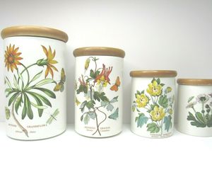 4 VINTAGE Botanic Garden Portmeirion Canister Storage Spice Jars VARIETY SET, an item from the 'The Spice is Right' hand-picked list