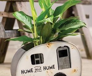 CAMPER new tabletop Planter in Distressed Tin, an item from the 'Pretty Planters' hand-picked list