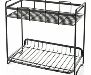 2 Tier Standing Rack Kitchen Table Bathroom Shelf Black Iron Storage Organizer, an item from the 'Get Organized' hand-picked list