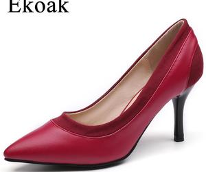Ekoak Autumn Genuine Leather Wedding Shoes Woman Sexy High Heels Women Pumps Fas, an item from the 'Life is short. Buy the shoes.' hand-picked list