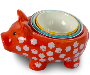 Urban Market Life on the Farm 4 Piece Durastone Figural Pig Measuring Cup Set in, an item from the 'Friends in the Kitchen' hand-picked list