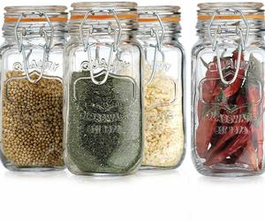 set of 4 Elegant Home Airtight Glass Spice Jar Hermetic Seal Bail &amp; Trigger/Jar, an item from the 'The Spice is Right' hand-picked list