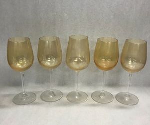 Set 5 vintage amber champagne glass goblets pedestal ball MCM bar ware  8.5 inch, an item from the 'Midcentury Barware Sets' hand-picked list