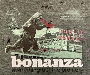 Bonanza &quot;Bonzilla Drone Attack&quot; T-Shirt, Dark Green, an item from the 'Bonanza Merch' hand-picked list