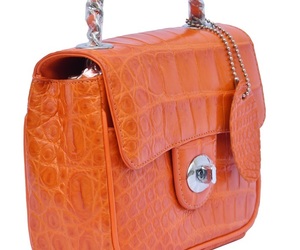 Excelling Tahiti Gold Orange Genuine Crocodile Belly Leather Ladies Hand Bag, an item from the 'Orange Twist / Orange Tang' hand-picked list