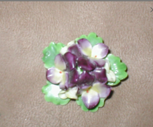 Vintage STAFFORDSHIRE Bone China violets Floral Brooch, an item from the 'Floral Jewelry for Spring' hand-picked list