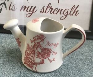 ROYAL CROWNFORD IRONSTONE STAFFORDSHIRE WATERING CAN RED/WHITE FORGET ME NOT, an item from the 'English Ironstone' hand-picked list