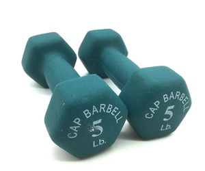 Set of 2 5lb Pound Barbell Dumbells CAP Hex Neoprene Weights 10lb total, an item from the 'Fitness Focus' hand-picked list