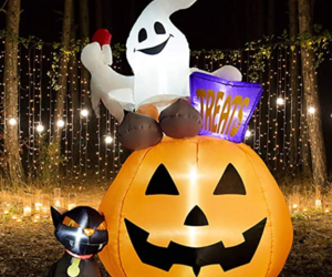 SUPERJARE 6 Ft Inflatable Lantern-Ghost-Cat, Airblown Halloween Decoration with , an item from the 'Haunted Halloween Home' hand-picked list